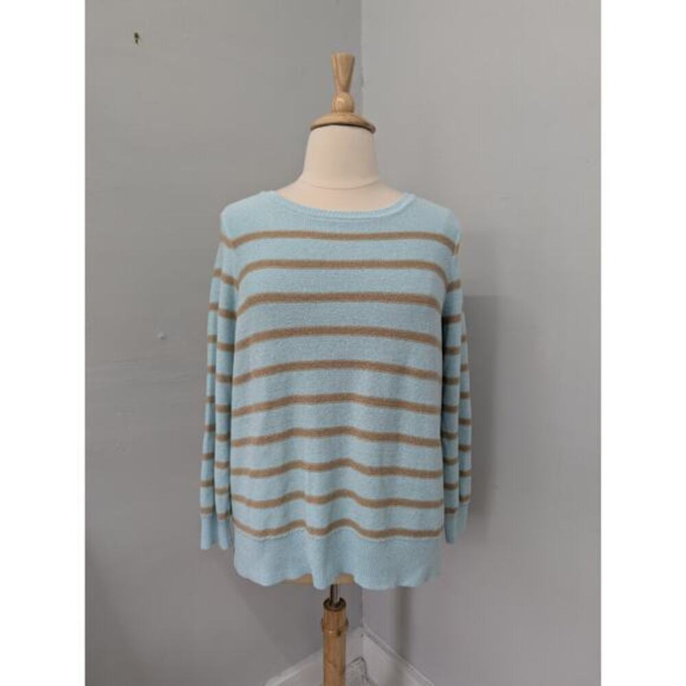 Belles by Kim Gravel Baby Blue Stripe Sweater 1X